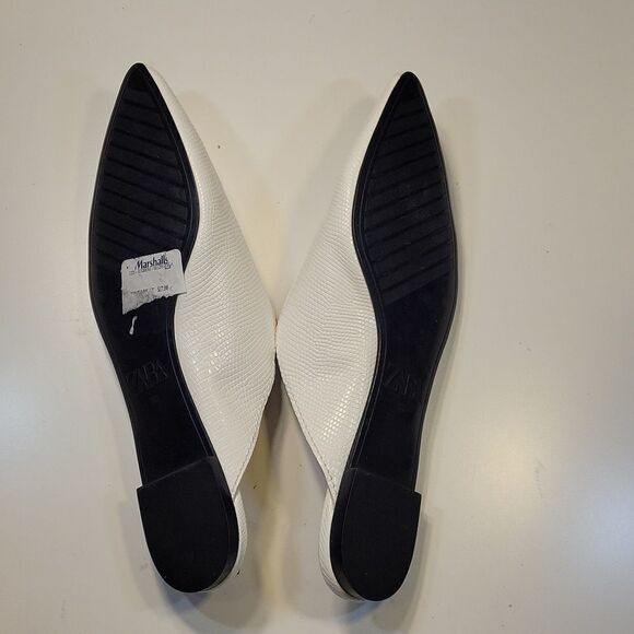 BRAND NEW EMBOSSED LEATHER FLAT LOAFER MULES POINTED TOE SHOE - Picture 11 of 15